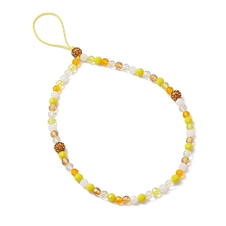 Желтый Стекло планки мобильного, украшение для мобильных аксессуаров с полиэфирным шнуром, желтые, 23.5 см