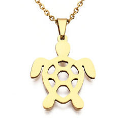 Золотой 201 из нержавеющей стали ожерелья подвески, с кабельными цепями и когтями омара застежками, черепаха, золотые, 17.71 дюйм (45 см), 1.5 мм