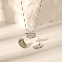 Нержавеющая Сталь Цвет Боб 304 комплекты из серег-гвоздиков и ожерелий с подвесками из нержавеющей стали для унисекс, цвет нержавеющей стали