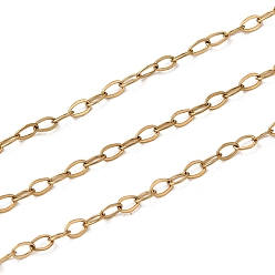 Golden PVD Vacuum Plating 304 Stainless Steel Cable Chains, Long-Lasting Plated, Soldered, with Spool, Golden, 2.4x1.4x0.3mm, about 32.81 Feet(10m)/Roll