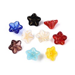 (52) Непрозрачная лаванда Стеклянные бусины, петуния, золотой металл обвитыми, разноцветные, 8x13x13 мм, отверстие : 1~1.2 мм