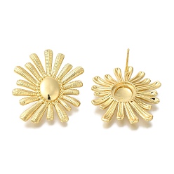 Настоящее золото 18K Серьги-гвоздики из латуни с цветочным покрытием, долговечный, без свинца и без кадмия, реальный 18 k позолоченный, 36x28 мм