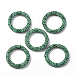 Средний Морско-зеленый Киноварь бисера, резные лакированные, Кольца, средний морской зеленый, 37.5x5.5 мм, отверстие : 1.6 мм