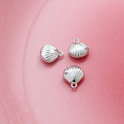 Shell Shape Латунные подвески, платина, формы раковины, 10x9 мм