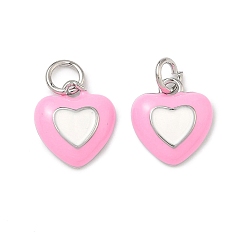 Белый Латунь эмаль подвески, сердце прелести, долговечный, стойки покрытие, без свинца и без кадмия, платина, белые, 12.5x11.5x4 мм, Перейти кольцо: 5.5x1 мм, 3 мм внутренним диаметром