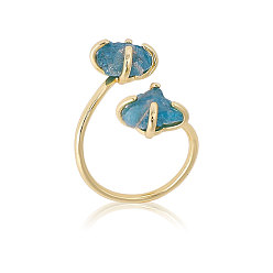 Апатит 1 шт. необработанные натуральные самородки драгоценных камней, бусины, кольца-манжеты из сплава, золотые, внутренний диаметр: 19~21 мм