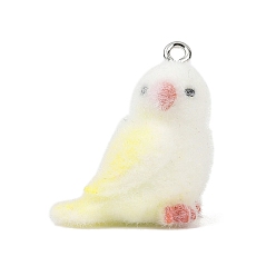 Птица Подвески из непрозрачной смолы с рисунком животных, с железной платиной петлей, птица, 23.5x21x15 мм, отверстие : 2 мм