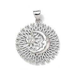 Луна Латунные подвески, платина, луна, 25.5x23x2.5 мм, отверстие : 4.5x3.5 мм