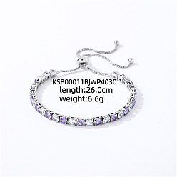 чертополох Латунные браслеты-слайдеры с микропаве из кубического циркония для женщин, квадратный, чертополох, внутренний диаметр: 6-3/4 дюйм (17 см)