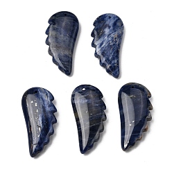 Содалитовое Природные подвески содалитом, крылатые прелести, 43~43.5x20~20.5x18~18.5 мм, отверстие : 1.5 мм