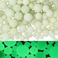 Средний Весенно-Зеленый 100 шт. 4 стили светящиеся круглые стеклянные бусины, имитация нефрита, светится в темноте, средний весенний зеленый, 6~12 мм, отверстие : 1.1~2 мм