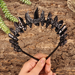 Черный Ободки для волос из натурального кварцевого кристалла, с короной из сплава, для женщин девушек, чёрные, 350 мм