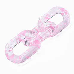 Pink Transparent Acrylic Linking Rings, Quick Link Connectors, for Cable Chains Making, Oval, Pink, 31x19.5x5mm, Inner Diameter: 8x20mm
