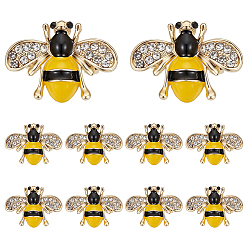 Golden Bee Enamel Pins, Alloy with Crystal Rhinestone Lapel Pins for Backpack Clothes, Golden, 17x23mm