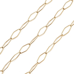 Golden 304 Stainless Steel Horse Eye Link Chains, Unwelded, with Spool, Golden, 19.5x7x1mm, about 32.81 Feet(10m)/Roll