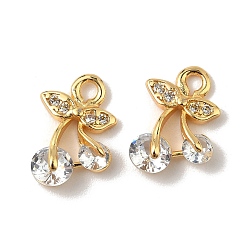 Прозрачный Латунные микро проложить кубического циркония подвески, черри прелести, реальный 18 k позолоченный, прозрачные, 12x8x3 мм, отверстие : 1.5 мм