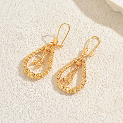 Teardrop Латунные серьги обруча, золотые, слеза, 50x20 мм