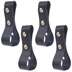 Noir 4 Porte-fouet en simili cuir (pièces), noir, 380x30x1.5mm