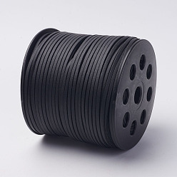 Black Korean Faux Suede Cord, Faux Suede Lace, with PU Leather, Black, 3x1.5mm, about 100yards/roll(300 feet/roll)
