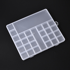 Clear Transparent Plastic Bead Containers, with 28 Compartments, for DIY Art Craft, Bead Storage, Rectangle, Clear, 20x22.5x1.9cm