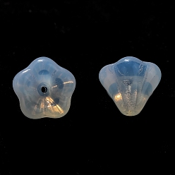 Алиса Синий Чешские Бусины, имитация Opalite, цветок, Алиса Блю, 10x8 мм, отверстие : 2 мм, около 120 шт / упаковка