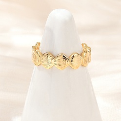 Настоящее золото 18K Латунные регулируемые манжеты для женщин, формы раковины, долговечный, без никеля , реальный 18 k позолоченный, 5.5 мм, размер США 6 1/4 (16.7 мм)