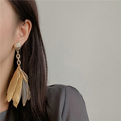 Золотой Сплав перо болтаться серьги стержня, золотые, 120x25 мм