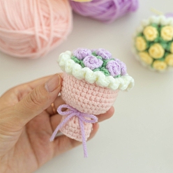 Розовый Наборы для вязания своими руками, мини-букет, туманная роза, 6.5 см
