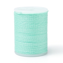 Pale Green Round Waxed Polyester Cord, Taiwan Waxed Cord, Twisted Cord, Pale Green, 1mm, about 12.02 yards(11m)/roll