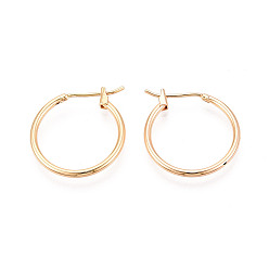 Настоящее золото 18K Серьги из 304 нержавеющей стали, с латунным, реальный 18 k позолоченный, 20x20x2.5 мм