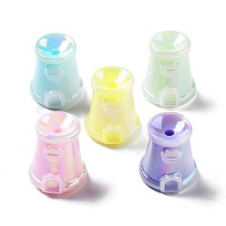 Дом Uv акриловые покрытия бусины, радужный, светящееся свечение в темноте, дом, 19.5x17.5 мм, отверстие : 3 мм