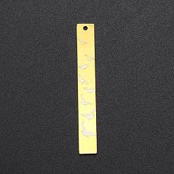 Золотой 201 подвески из нержавеющей стали, лазерная резка, бар с птицей, золотые, 45x6x1 мм, отверстие : 1.4 мм