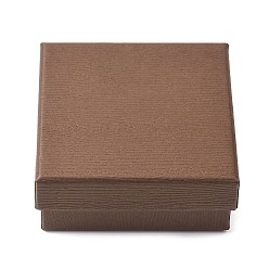 Верблюжий Квадратные картонные коробки ювелирные изделия, с губкой внутри, серьги, кольца, ожерелья и браслеты, подарочная упаковка, верблюжие, 7x7x3 см