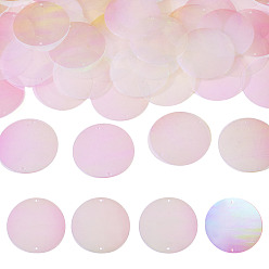 Прозрачный АВ 150шт. радужных переливающихся звеньев из ПВХ с пайетками, плоско-круглые, ясно AB, 52x0.2 мм, отверстие : 1.8 мм