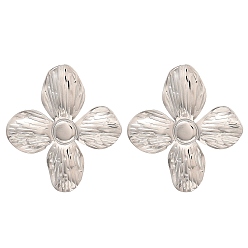 Нержавеющая Сталь Цвет Не тускнеющие 304 серьги-гвоздики из нержавеющей стали для женщин, цветок, цвет нержавеющей стали, 33x30 мм