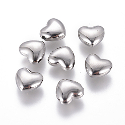 Нержавеющая Сталь Цвет Не тускнеет 304 бусины из нержавеющей стали, сердце, цвет нержавеющей стали, 9x10x4.5 мм, отверстие : 1.5 мм