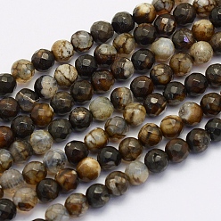 Mixed Color Natural Agate Beads Strands, Round, Dyed & Heated, Faceted, Mixed Color, 10mm, Hole: 1mm, about 37pcs/strand, 14.7 inch(37.5cm)