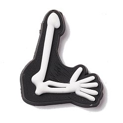 Blanc Cabochons pvc thème halloween, squelette, blanc, 22x18x3mm
