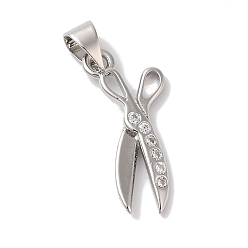 Платина Подвески из латуни и кубического циркония, без кадмия и без свинца, долговечный, резать ножницами, платина, 21x9.5x2 мм, отверстие : 5 мм