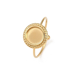 Настоящее золото 18K Круглые 304 манжетные кольца из нержавеющей стали, пустая рамка для установки кольца, ионное покрытие (ip), реальный 18 k позолоченный, лоток : 8 мм, размер США 8 1/2 (18.5 мм)