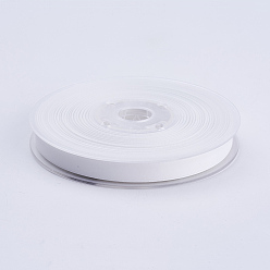 White Double Face Matte Satin Ribbon, Polyester Satin Ribbon, White, (3/8 inch)9mm, 100yards/roll(91.44m/roll)