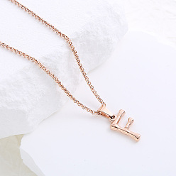 Letter F Ожерелья с подвесками из нержавеющей стали с буквами для женщин и мужчин, розовое золото , Буква F