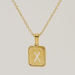 Letter X 304 подвеска в форме прямоугольника из нержавеющей стали с полыми буквами, ионное покрытие (ip), матовый стиль, реальный 18 k позолоченный, Письмо X, 17.72 дюйм (45 см)