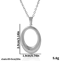 Серебро 304 Овальные полые подвески из нержавеющей стали для женщин, серебряные, 17.72 дюйм (45 см)