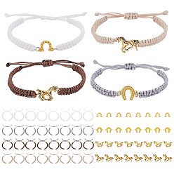 Antique Golden DIY Bracelets Making Kit, Including Braided Waxed Polyester Cord Adjustable Link Bracelet Makings, Tibetan Style Alloy Links Connector Charm, Antique Golden, 23x16.5x4mm, Hole: 1.2~1.4mm
