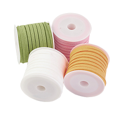 (52) Непрозрачная лаванда Шнуры из искусственной замши, искусственная замшевая кружева, разноцветные, 4x1.5 мм, около 5.46 ярдов (5 м) / рулон, 4 рулонов / набор