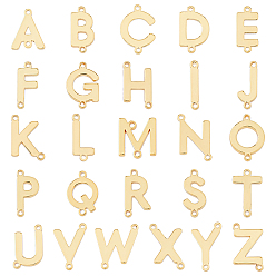 Letter A~Z 26шт 26 стили стойка покрытие латунь соединительные подвески, реальный 18 k позолоченный, долговечный, без кадмия, без никеля и без свинца, ссылки на письма, Письмо ~ Z, Письмо ~ Z, 12~14x9.5~12.5x1.5 мм, отверстие : 1 мм, 1 шт / стиль