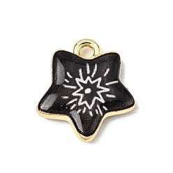 Черный Печатные подвески сплава, звезды прелести, долговечный, стойки покрытие, золотые, чёрные, 17x15x4 мм, отверстие : 1.8 мм