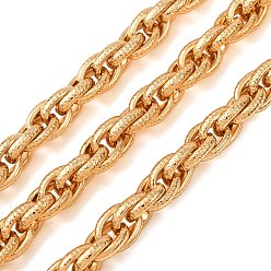 Golden Hammered 304 Stainless Steel Rope Chains, Unwelded, Golden, 8x8mm