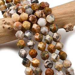 Сумасшедший Агат Природные сумасшедший агат бисер нитей, звезды вырезать круглые бусы, граненые, 7~8x7~8x7~8 мм, отверстие : 1 мм, около 46~47 шт / нитка, 14.72''~15'' (37.4~38.1 см)